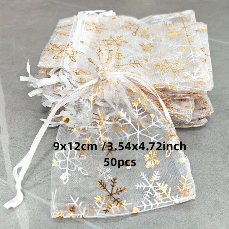 25pcs Snowflake Organza Gift Bags for Jewelry Packaging